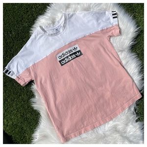 (FINAL💲) Pink & White Adidas Top